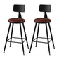 Modern Armless Backrest Counter Stool Iron Study Bar Stool with Leather Cushion and Pedal Red 2 Piece Set Counter Stool(26"H) Clearhalo 'Bar Furniture' 'Bar Stools' 'bar_stools' 'furn' 'furn_bar_stools' 'furniture_bar_stools' 'Kitchen & Dining Furniture' 'kitchen&dining_furn' 'kitchen' 'kitchen_furn' Furniture' 4639871