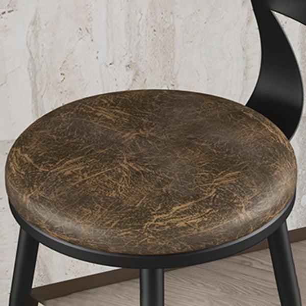 Modern Armless Backrest Counter Stool Iron Study Bar Stool with Leather Cushion and Pedal Clearhalo 'Bar Furniture' 'Bar Stools' 'bar_stools' 'furn' 'furn_bar_stools' 'furniture_bar_stools' 'Kitchen & Dining Furniture' 'kitchen&dining_furn' 'kitchen' 'kitchen_furn' Furniture' 4639872