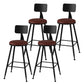 Modern Armless Backrest Counter Stool Iron Study Bar Stool with Leather Cushion and Pedal Red 4 Piece Set Counter Stool(26"H) Clearhalo 'Bar Furniture' 'Bar Stools' 'bar_stools' 'furn' 'furn_bar_stools' 'furniture_bar_stools' 'Kitchen & Dining Furniture' 'kitchen&dining_furn' 'kitchen' 'kitchen_furn' Furniture' 4639873