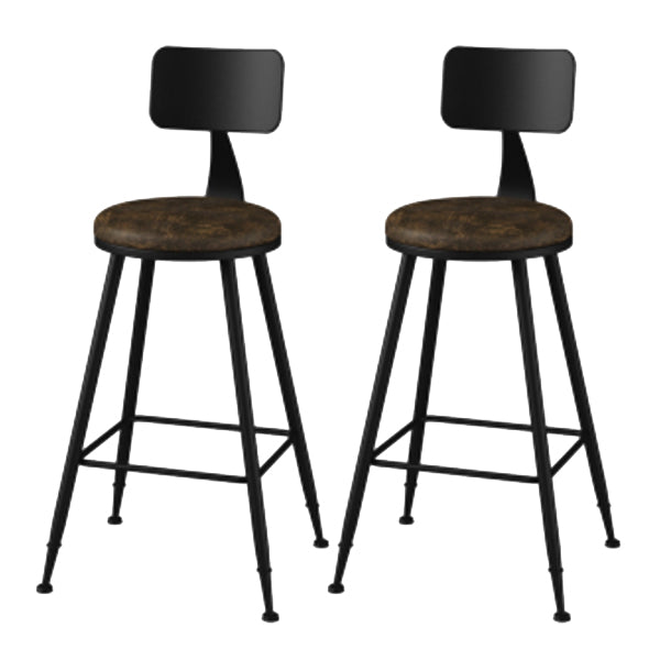 Modern Armless Backrest Counter Stool Iron Study Bar Stool with Leather Cushion and Pedal Brown 2 Piece Set Counter Stool(26"H) Clearhalo 'Bar Furniture' 'Bar Stools' 'bar_stools' 'furn' 'furn_bar_stools' 'furniture_bar_stools' 'Kitchen & Dining Furniture' 'kitchen&dining_furn' 'kitchen' 'kitchen_furn' Furniture' 4639875