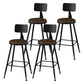 Modern Armless Backrest Counter Stool Iron Study Bar Stool with Leather Cushion and Pedal Brown 4 Piece Set Counter Stool(26"H) Clearhalo 'Bar Furniture' 'Bar Stools' 'bar_stools' 'furn' 'furn_bar_stools' 'furniture_bar_stools' 'Kitchen & Dining Furniture' 'kitchen&dining_furn' 'kitchen' 'kitchen_furn' Furniture' 4639877