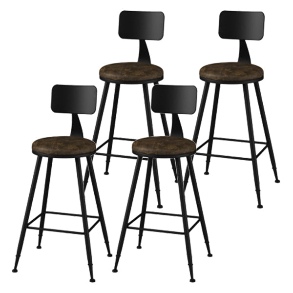 Modern Armless Backrest Counter Stool Iron Study Bar Stool with Leather Cushion and Pedal Brown 4 Piece Set Counter Stool(26"H) Clearhalo 'Bar Furniture' 'Bar Stools' 'bar_stools' 'furn' 'furn_bar_stools' 'furniture_bar_stools' 'Kitchen & Dining Furniture' 'kitchen&dining_furn' 'kitchen' 'kitchen_furn' Furniture' 4639877