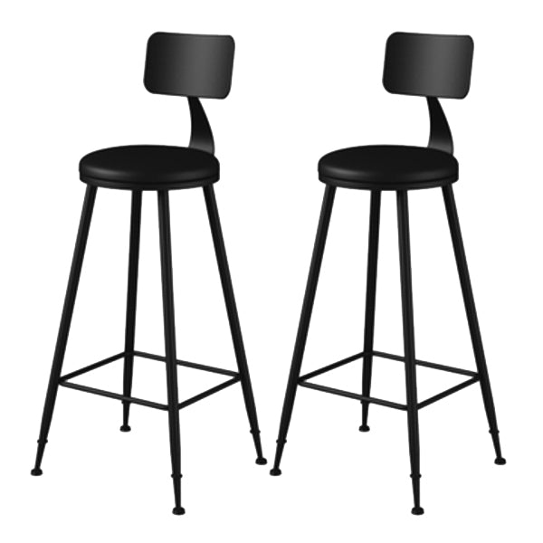 Modern Armless Backrest Counter Stool Iron Study Bar Stool with Leather Cushion and Pedal Black 2 Piece Set Bar Stool(30"H) Clearhalo 'Bar Furniture' 'Bar Stools' 'bar_stools' 'furn' 'furn_bar_stools' 'furniture_bar_stools' 'Kitchen & Dining Furniture' 'kitchen&dining_furn' 'kitchen' 'kitchen_furn' Furniture' 4639878