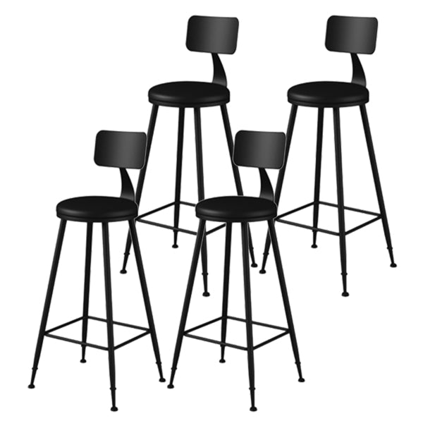 Modern Armless Backrest Counter Stool Iron Study Bar Stool with Leather Cushion and Pedal Black 4 Piece Set Bar Stool(30"H) Clearhalo 'Bar Furniture' 'Bar Stools' 'bar_stools' 'furn' 'furn_bar_stools' 'furniture_bar_stools' 'Kitchen & Dining Furniture' 'kitchen&dining_furn' 'kitchen' 'kitchen_furn' Furniture' 4639881