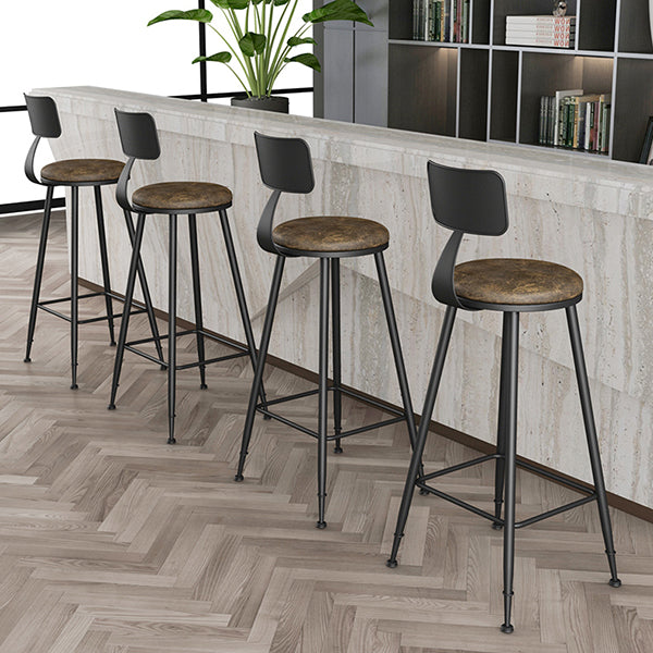 Modern Armless Backrest Counter Stool Iron Study Bar Stool with Leather Cushion and Pedal Clearhalo 'Bar Furniture' 'Bar Stools' 'bar_stools' 'furn' 'furn_bar_stools' 'furniture_bar_stools' 'Kitchen & Dining Furniture' 'kitchen&dining_furn' 'kitchen' 'kitchen_furn' Furniture' 4639882
