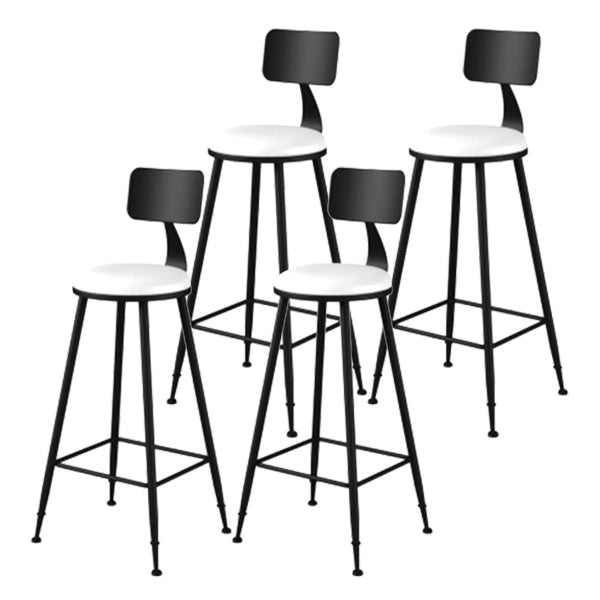 Modern Armless Backrest Counter Stool Iron Study Bar Stool with Leather Cushion and Pedal White 4 Piece Set Bar Stool(30"H) Clearhalo 'Bar Furniture' 'Bar Stools' 'bar_stools' 'furn' 'furn_bar_stools' 'furniture_bar_stools' 'Kitchen & Dining Furniture' 'kitchen&dining_furn' 'kitchen' 'kitchen_furn' Furniture' 4639884