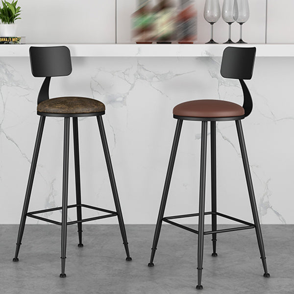 Modern Armless Backrest Counter Stool Iron Study Bar Stool with Leather Cushion and Pedal Clearhalo 'Bar Furniture' 'Bar Stools' 'bar_stools' 'furn' 'furn_bar_stools' 'furniture_bar_stools' 'Kitchen & Dining Furniture' 'kitchen&dining_furn' 'kitchen' 'kitchen_furn' Furniture' 4639885