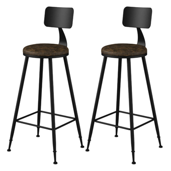Modern Armless Backrest Counter Stool Iron Study Bar Stool with Leather Cushion and Pedal Brown 2 Piece Set Bar Stool(30"H) Clearhalo 'Bar Furniture' 'Bar Stools' 'bar_stools' 'furn' 'furn_bar_stools' 'furniture_bar_stools' 'Kitchen & Dining Furniture' 'kitchen&dining_furn' 'kitchen' 'kitchen_furn' Furniture' 4639888