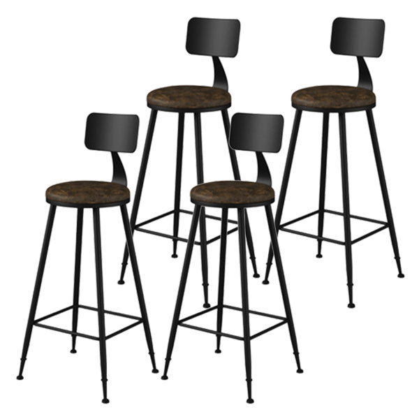 Modern Armless Backrest Counter Stool Iron Study Bar Stool with Leather Cushion and Pedal Brown 4 Piece Set Bar Stool(30"H) Clearhalo 'Bar Furniture' 'Bar Stools' 'bar_stools' 'furn' 'furn_bar_stools' 'furniture_bar_stools' 'Kitchen & Dining Furniture' 'kitchen&dining_furn' 'kitchen' 'kitchen_furn' Furniture' 4639889