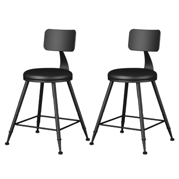 Modern Armless Backrest Counter Stool Iron Study Bar Stool with Leather Cushion and Pedal Black 2 Piece Set Short Stool(18"H) Clearhalo 'Bar Furniture' 'Bar Stools' 'bar_stools' 'furn' 'furn_bar_stools' 'furniture_bar_stools' 'Kitchen & Dining Furniture' 'kitchen&dining_furn' 'kitchen' 'kitchen_furn' Furniture' 4639890