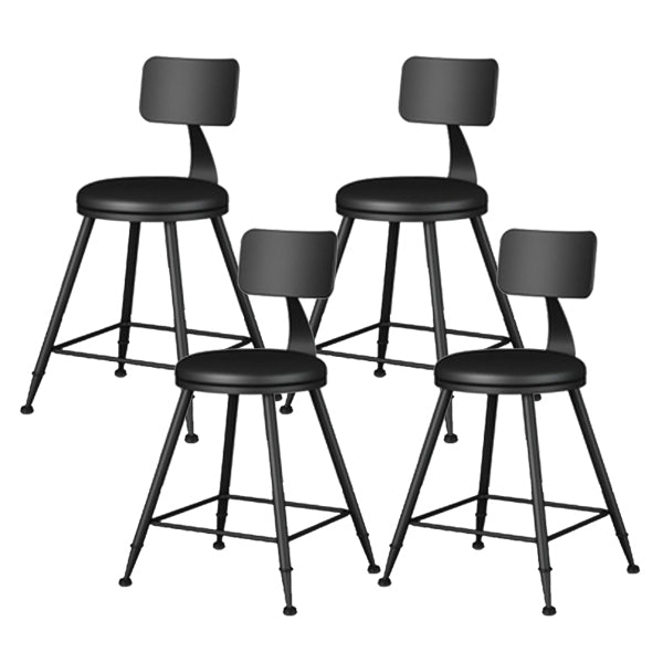 Modern Armless Backrest Counter Stool Iron Study Bar Stool with Leather Cushion and Pedal Black 4 Piece Set Short Stool(18"H) Clearhalo 'Bar Furniture' 'Bar Stools' 'bar_stools' 'furn' 'furn_bar_stools' 'furniture_bar_stools' 'Kitchen & Dining Furniture' 'kitchen&dining_furn' 'kitchen' 'kitchen_furn' Furniture' 4639891
