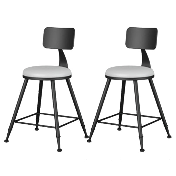 Modern Armless Backrest Counter Stool Iron Study Bar Stool with Leather Cushion and Pedal White 2 Piece Set Short Stool(18"H) Clearhalo 'Bar Furniture' 'Bar Stools' 'bar_stools' 'furn' 'furn_bar_stools' 'furniture_bar_stools' 'Kitchen & Dining Furniture' 'kitchen&dining_furn' 'kitchen' 'kitchen_furn' Furniture' 4639892