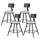 Modern Armless Backrest Counter Stool Iron Study Bar Stool with Leather Cushion and Pedal White 4 Piece Set Short Stool(18"H) Clearhalo 'Bar Furniture' 'Bar Stools' 'bar_stools' 'furn' 'furn_bar_stools' 'furniture_bar_stools' 'Kitchen & Dining Furniture' 'kitchen&dining_furn' 'kitchen' 'kitchen_furn' Furniture' 4639893