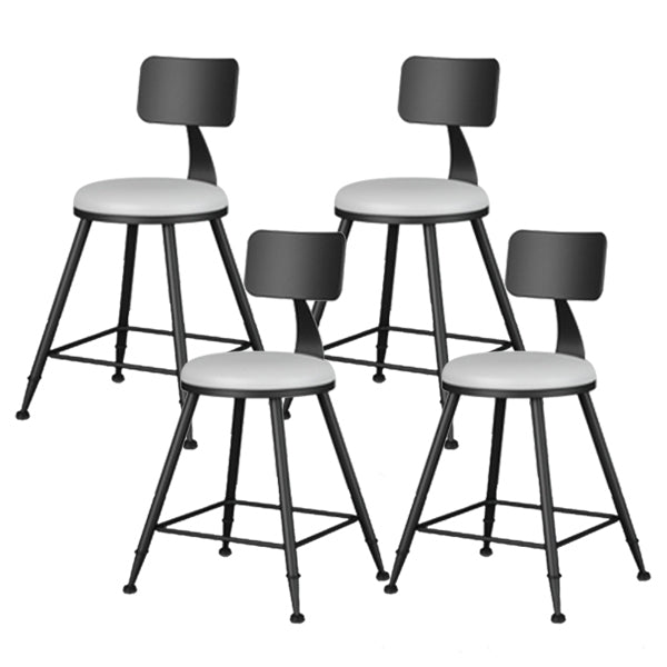 Modern Armless Backrest Counter Stool Iron Study Bar Stool with Leather Cushion and Pedal White 4 Piece Set Short Stool(18"H) Clearhalo 'Bar Furniture' 'Bar Stools' 'bar_stools' 'furn' 'furn_bar_stools' 'furniture_bar_stools' 'Kitchen & Dining Furniture' 'kitchen&dining_furn' 'kitchen' 'kitchen_furn' Furniture' 4639893