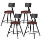 Modern Armless Backrest Counter Stool Iron Study Bar Stool with Leather Cushion and Pedal Red 4 Piece Set Short Stool(18"H) Clearhalo 'Bar Furniture' 'Bar Stools' 'bar_stools' 'furn' 'furn_bar_stools' 'furniture_bar_stools' 'Kitchen & Dining Furniture' 'kitchen&dining_furn' 'kitchen' 'kitchen_furn' Furniture' 4639895
