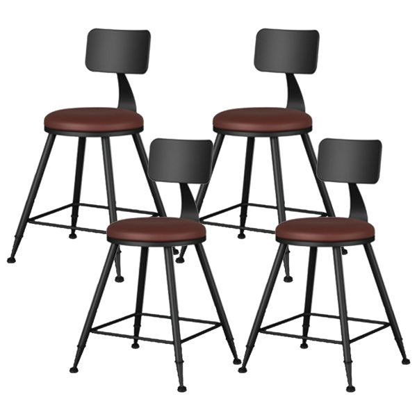 Modern Armless Backrest Counter Stool Iron Study Bar Stool with Leather Cushion and Pedal Red 4 Piece Set Short Stool(18"H) Clearhalo 'Bar Furniture' 'Bar Stools' 'bar_stools' 'furn' 'furn_bar_stools' 'furniture_bar_stools' 'Kitchen & Dining Furniture' 'kitchen&dining_furn' 'kitchen' 'kitchen_furn' Furniture' 4639895