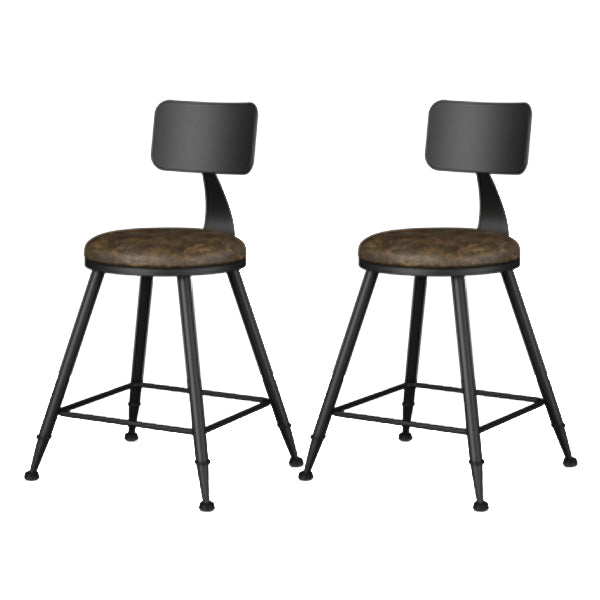 Modern Armless Backrest Counter Stool Iron Study Bar Stool with Leather Cushion and Pedal Brown 2 Piece Set Short Stool(18"H) Clearhalo 'Bar Furniture' 'Bar Stools' 'bar_stools' 'furn' 'furn_bar_stools' 'furniture_bar_stools' 'Kitchen & Dining Furniture' 'kitchen&dining_furn' 'kitchen' 'kitchen_furn' Furniture' 4639896