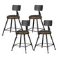 Modern Armless Backrest Counter Stool Iron Study Bar Stool with Leather Cushion and Pedal Brown 4 Piece Set Short Stool(18"H) Clearhalo 'Bar Furniture' 'Bar Stools' 'bar_stools' 'furn' 'furn_bar_stools' 'furniture_bar_stools' 'Kitchen & Dining Furniture' 'kitchen&dining_furn' 'kitchen' 'kitchen_furn' Furniture' 4639897
