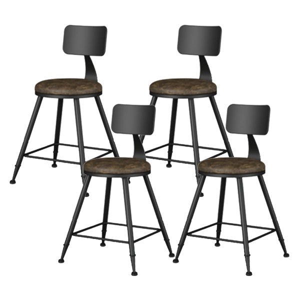 Modern Armless Backrest Counter Stool Iron Study Bar Stool with Leather Cushion and Pedal Brown 4 Piece Set Short Stool(18"H) Clearhalo 'Bar Furniture' 'Bar Stools' 'bar_stools' 'furn' 'furn_bar_stools' 'furniture_bar_stools' 'Kitchen & Dining Furniture' 'kitchen&dining_furn' 'kitchen' 'kitchen_furn' Furniture' 4639897