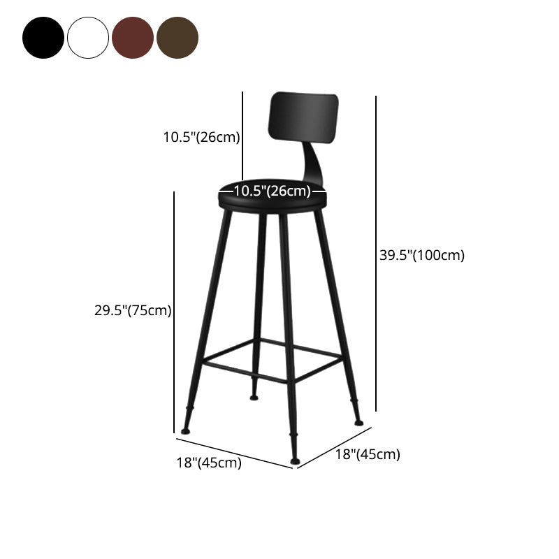Modern Armless Backrest Counter Stool Iron Study Bar Stool with Leather Cushion and Pedal Clearhalo 'Bar Furniture' 'Bar Stools' 'bar_stools' 'furn' 'furn_bar_stools' 'furniture_bar_stools' 'Kitchen & Dining Furniture' 'kitchen&dining_furn' 'kitchen' 'kitchen_furn' Furniture' 4639900