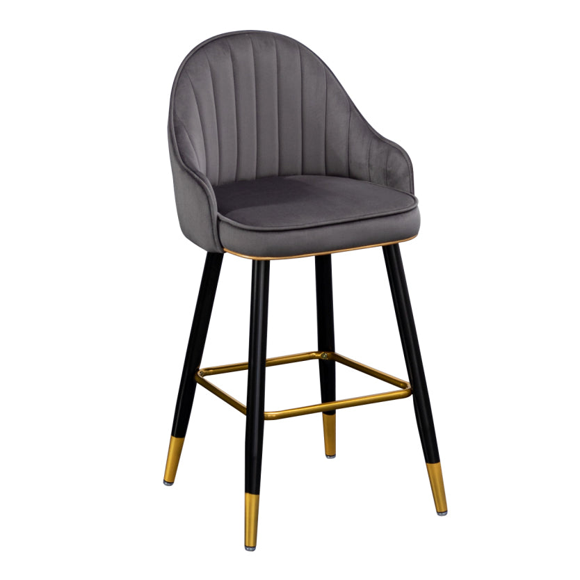 Modern Armless Backrest Counter Stool Iron Bar Stool with Velvet Cushion and Pedal Dark Gray 1 Piece Clearhalo 'Bar Furniture' 'Bar Stools' 'bar_stools' 'furn' 'furn_bar_stools' 'furniture_bar_stools' 'Kitchen & Dining Furniture' 'kitchen&dining_furn' 'kitchen' 'kitchen_furn' Furniture' 4639977