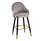 Modern Armless Backrest Counter Stool Iron Bar Stool with Velvet Cushion and Pedal Light Gray 1 Piece Clearhalo 'Bar Furniture' 'Bar Stools' 'bar_stools' 'furn' 'furn_bar_stools' 'furniture_bar_stools' 'Kitchen & Dining Furniture' 'kitchen&dining_furn' 'kitchen' 'kitchen_furn' Furniture' 4639982