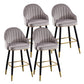 Modern Armless Backrest Counter Stool Iron Bar Stool with Velvet Cushion and Pedal Light Gray 4 Piece Set Clearhalo 'Bar Furniture' 'Bar Stools' 'bar_stools' 'furn' 'furn_bar_stools' 'furniture_bar_stools' 'Kitchen & Dining Furniture' 'kitchen&dining_furn' 'kitchen' 'kitchen_furn' Furniture' 4639987