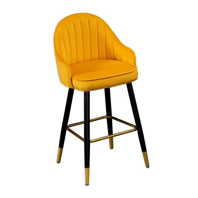 Modern Armless Backrest Counter Stool Iron Bar Stool with Velvet Cushion and Pedal Yellow 1 Piece Clearhalo 'Bar Furniture' 'Bar Stools' 'bar_stools' 'furn' 'furn_bar_stools' 'furniture_bar_stools' 'Kitchen & Dining Furniture' 'kitchen&dining_furn' 'kitchen' 'kitchen_furn' Furniture' 4639988