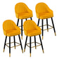 Modern Armless Backrest Counter Stool Iron Bar Stool with Velvet Cushion and Pedal Yellow 4 Piece Set Clearhalo 'Bar Furniture' 'Bar Stools' 'bar_stools' 'furn' 'furn_bar_stools' 'furniture_bar_stools' 'Kitchen & Dining Furniture' 'kitchen&dining_furn' 'kitchen' 'kitchen_furn' Furniture' 4639991