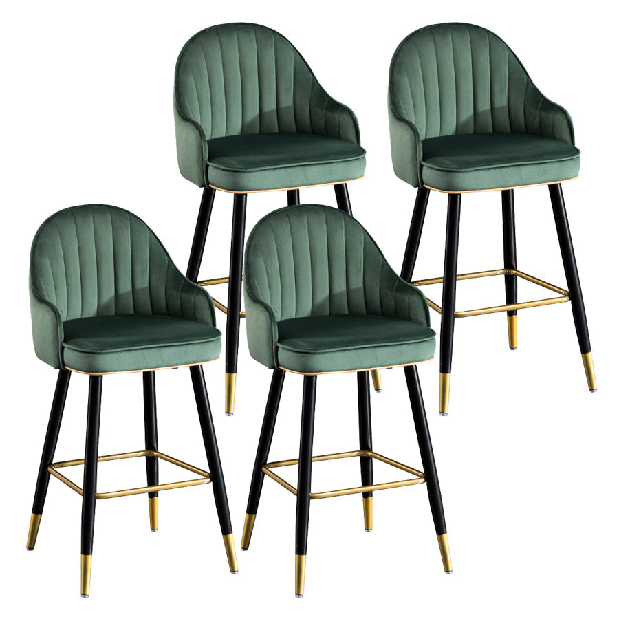 Modern Armless Backrest Counter Stool Iron Bar Stool with Velvet Cushion and Pedal Green 4 Piece Set Clearhalo 'Bar Furniture' 'Bar Stools' 'bar_stools' 'furn' 'furn_bar_stools' 'furniture_bar_stools' 'Kitchen & Dining Furniture' 'kitchen&dining_furn' 'kitchen' 'kitchen_furn' Furniture' 4639997