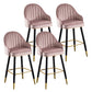 Modern Armless Backrest Counter Stool Iron Bar Stool with Velvet Cushion and Pedal Cameo Brown 4 Piece Set Clearhalo 'Bar Furniture' 'Bar Stools' 'bar_stools' 'furn' 'furn_bar_stools' 'furniture_bar_stools' 'Kitchen & Dining Furniture' 'kitchen&dining_furn' 'kitchen' 'kitchen_furn' Furniture' 4640000