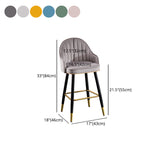 Modern Armless Backrest Counter Stool Iron Bar Stool with Velvet Cushion and Pedal Clearhalo 'Bar Furniture' 'Bar Stools' 'bar_stools' 'furn' 'furn_bar_stools' 'furniture_bar_stools' 'Kitchen & Dining Furniture' 'kitchen&dining_furn' 'kitchen' 'kitchen_furn' Furniture' 4640001