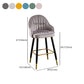 Modern Armless Backrest Counter Stool Iron Bar Stool with Velvet Cushion and Pedal Clearhalo 'Bar Furniture' 'Bar Stools' 'bar_stools' 'furn' 'furn_bar_stools' 'furniture_bar_stools' 'Kitchen & Dining Furniture' 'kitchen&dining_furn' 'kitchen' 'kitchen_furn' Furniture' 4640003