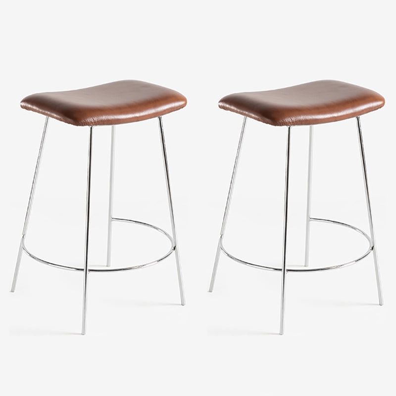 Nordic Style Leather Upholstered Barstool 4 Feet 27-inch Bar Stool for Dinning Room Brown 2 Piece Set Clearhalo 'Bar Furniture' 'Bar Stools' 'bar_stools' 'furn' 'furn_bar_stools' 'furniture_bar_stools' 'Kitchen & Dining Furniture' 'kitchen&dining_furn' 'kitchen' 'kitchen_furn' Furniture' 4640008