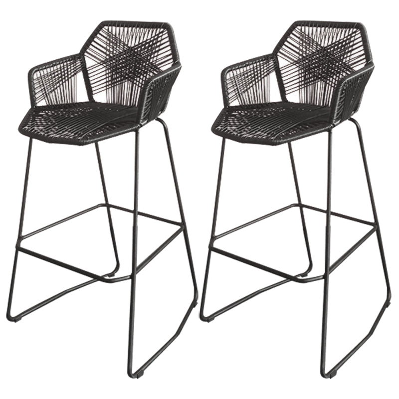 Contemporary Plastic Barstool Indoor Bar Stool with Iron Legs and Pedal Black 2 Piece Set Clearhalo 'Bar Furniture' 'Bar Stools' 'bar_stools' 'furn' 'furn_bar_stools' 'furniture_bar_stools' 'Kitchen & Dining Furniture' 'kitchen&dining_furn' 'kitchen' 'kitchen_furn' Furniture' 4640025