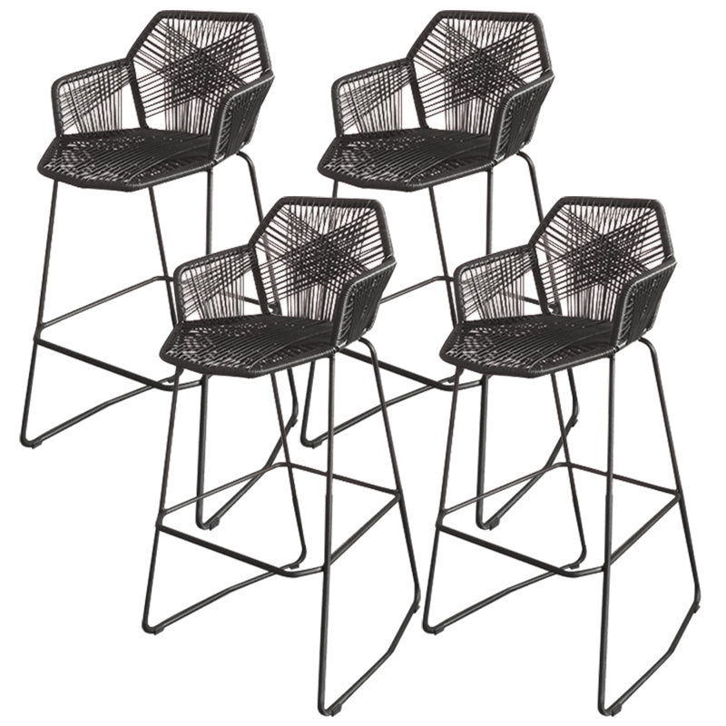 Contemporary Plastic Barstool Indoor Bar Stool with Iron Legs and Pedal Black 4 Piece Set Clearhalo 'Bar Furniture' 'Bar Stools' 'bar_stools' 'furn' 'furn_bar_stools' 'furniture_bar_stools' 'Kitchen & Dining Furniture' 'kitchen&dining_furn' 'kitchen' 'kitchen_furn' Furniture' 4640027