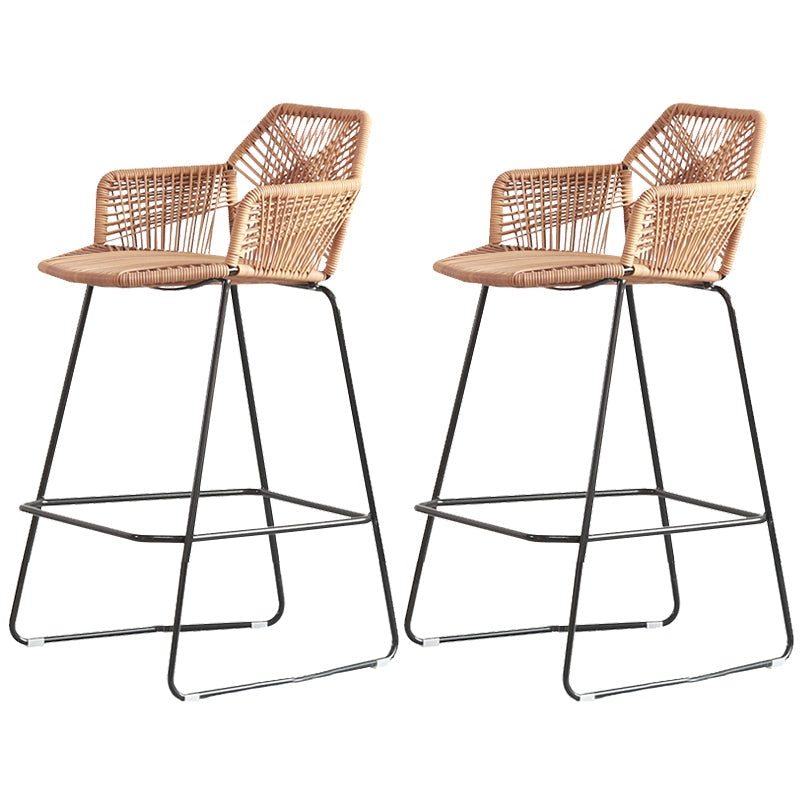 Contemporary Plastic Barstool Indoor Bar Stool with Iron Legs and Pedal Natural 2 Piece Set Clearhalo 'Bar Furniture' 'Bar Stools' 'bar_stools' 'furn' 'furn_bar_stools' 'furniture_bar_stools' 'Kitchen & Dining Furniture' 'kitchen&dining_furn' 'kitchen' 'kitchen_furn' Furniture' 4640031