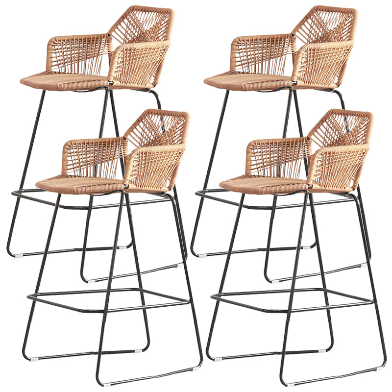 Contemporary Plastic Barstool Indoor Bar Stool with Iron Legs and Pedal Natural 4 Piece Set Clearhalo 'Bar Furniture' 'Bar Stools' 'bar_stools' 'furn' 'furn_bar_stools' 'furniture_bar_stools' 'Kitchen & Dining Furniture' 'kitchen&dining_furn' 'kitchen' 'kitchen_furn' Furniture' 4640033