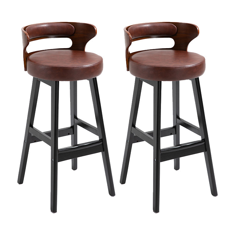 Contemporary Solid Wood Folding Barstools Indoor Bar Stool with Low Back Brown Black 2 Piece Set Clearhalo 'Bar Furniture' 'Bar Stools' 'bar_stools' 'furn' 'furn_bar_stools' 'furniture_bar_stools' 'Kitchen & Dining Furniture' 'kitchen&dining_furn' 'kitchen' 'kitchen_furn' Furniture' 4640064