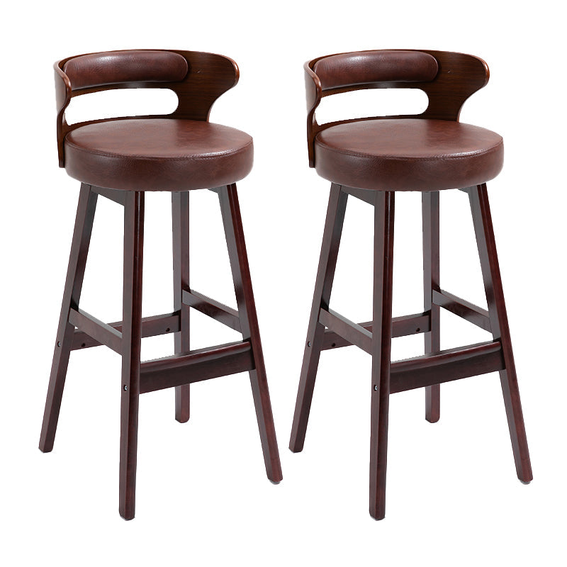 Contemporary Solid Wood Folding Barstools Indoor Bar Stool with Low Back Brown Red 2 Piece Set Clearhalo 'Bar Furniture' 'Bar Stools' 'bar_stools' 'furn' 'furn_bar_stools' 'furniture_bar_stools' 'Kitchen & Dining Furniture' 'kitchen&dining_furn' 'kitchen' 'kitchen_furn' Furniture' 4640068