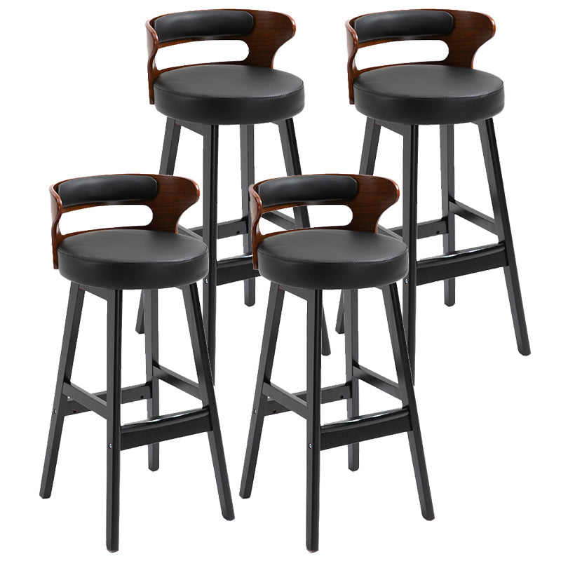 Contemporary Solid Wood Folding Barstools Indoor Bar Stool with Low Back Black Black 4 Piece Set Clearhalo 'Bar Furniture' 'Bar Stools' 'bar_stools' 'furn' 'furn_bar_stools' 'furniture_bar_stools' 'Kitchen & Dining Furniture' 'kitchen&dining_furn' 'kitchen' 'kitchen_furn' Furniture' 4640072