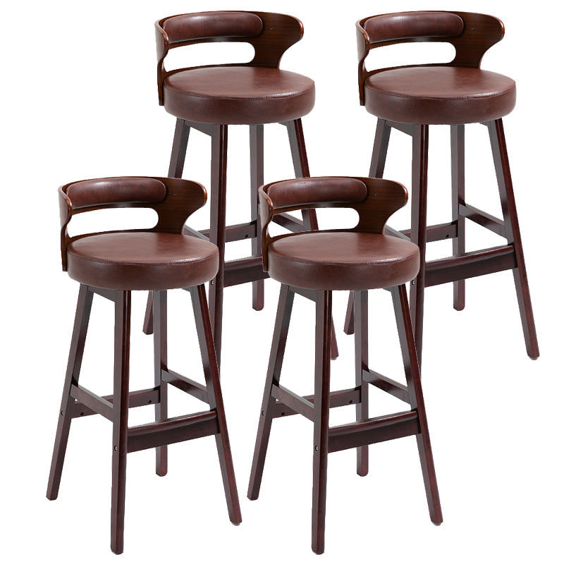 Contemporary Solid Wood Folding Barstools Indoor Bar Stool with Low Back Brown Red 4 Piece Set Clearhalo 'Bar Furniture' 'Bar Stools' 'bar_stools' 'furn' 'furn_bar_stools' 'furniture_bar_stools' 'Kitchen & Dining Furniture' 'kitchen&dining_furn' 'kitchen' 'kitchen_furn' Furniture' 4640073