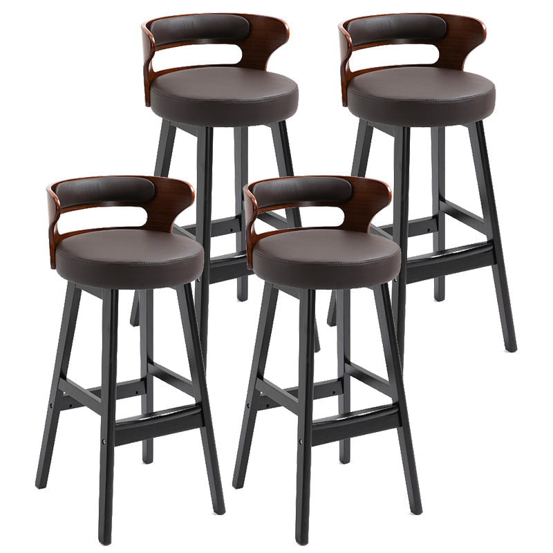 Contemporary Solid Wood Folding Barstools Indoor Bar Stool with Low Back Brown Black 4 Piece Set Clearhalo 'Bar Furniture' 'Bar Stools' 'bar_stools' 'furn' 'furn_bar_stools' 'furniture_bar_stools' 'Kitchen & Dining Furniture' 'kitchen&dining_furn' 'kitchen' 'kitchen_furn' Furniture' 4640077