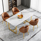 1/4/5 Pieces Luxury Rectangle Dining Set Sintered Stone Dining Table with Leather Chairs 5 Pieces: White Table, 4 Brown Chairs Clearhalo 'Dining Room Sets' 'Dining Tables & Seating' 'dining_room_set' 'furn' 'furn_dining_room_set' 'Furniture' 'furniture_dining_room_set' 'Kitchen & Dining Furniture' 'kitchen&dining_furn' 'kitchen' 4640080