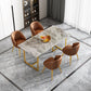 1/4/5 Pieces Luxury Rectangle Dining Set Sintered Stone Dining Table with Leather Chairs 5 Pieces: Grey Table, 4 Brown Chairs Clearhalo 'Dining Room Sets' 'Dining Tables & Seating' 'dining_room_set' 'furn' 'furn_dining_room_set' 'Furniture' 'furniture_dining_room_set' 'Kitchen & Dining Furniture' 'kitchen&dining_furn' 'kitchen' 4640082