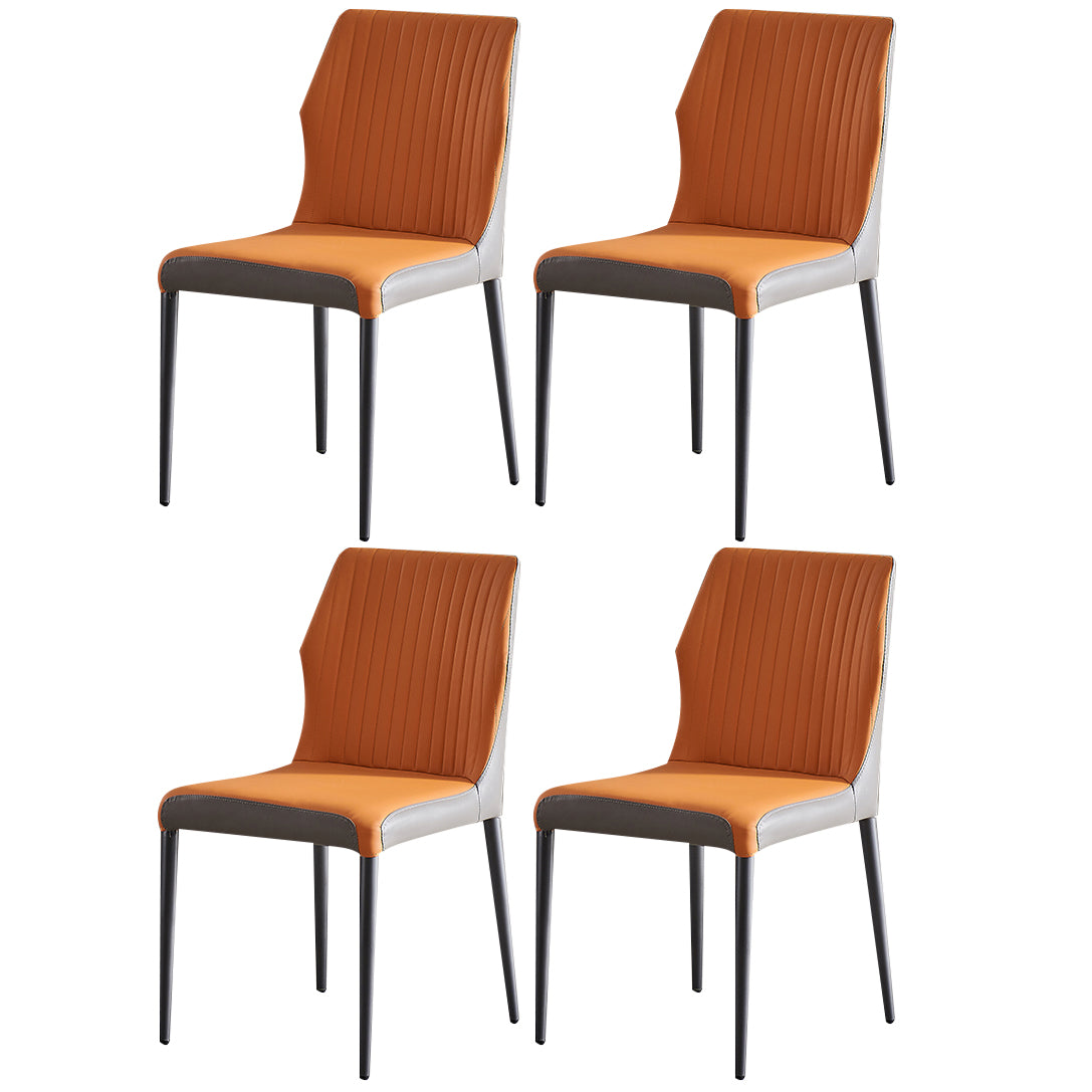 Contemporary 1/4/6/7 Pieces Dining Set Sintered Stone Dining Room Set 4 Orange Chairs Clearhalo 'Dining Room Sets' 'Dining Tables & Seating' 'dining_room_set' 'furn' 'furn_dining_room_set' 'Furniture' 'furniture_dining_room_set' 'Kitchen & Dining Furniture' 'kitchen&dining_furn' 'kitchen' 4640134