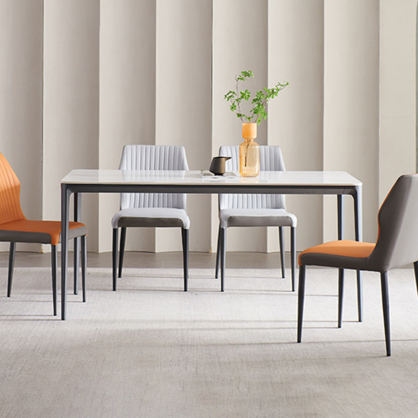 Contemporary 1/4/6/7 Pieces Dining Set Sintered Stone Dining Room Set Clearhalo 'Dining Room Sets' 'Dining Tables & Seating' 'dining_room_set' 'furn' 'furn_dining_room_set' 'Furniture' 'furniture_dining_room_set' 'Kitchen & Dining Furniture' 'kitchen&dining_furn' 'kitchen' 4640135