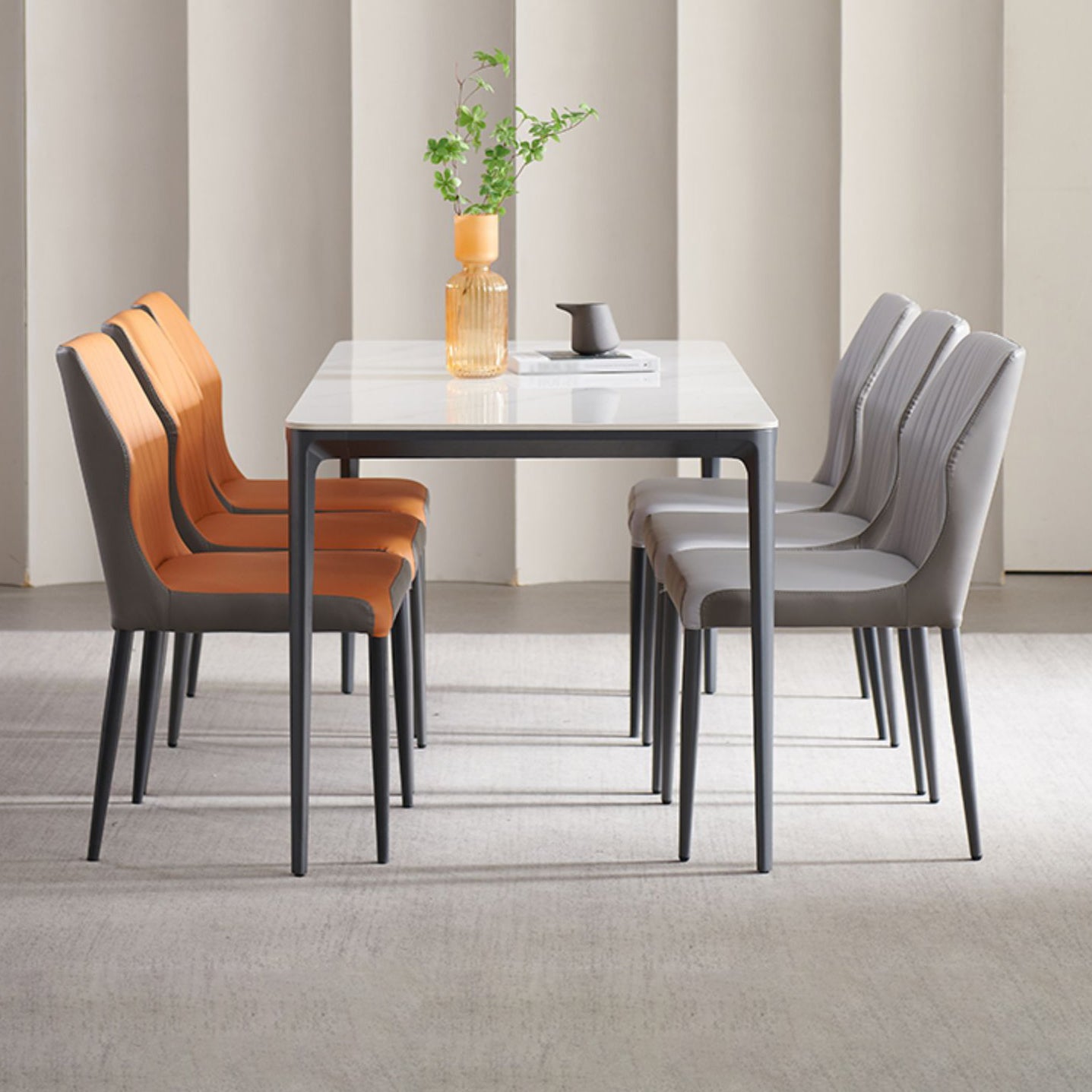 Contemporary 1/4/6/7 Pieces Dining Set Sintered Stone Dining Room Set Clearhalo 'Dining Room Sets' 'Dining Tables & Seating' 'dining_room_set' 'furn' 'furn_dining_room_set' 'Furniture' 'furniture_dining_room_set' 'Kitchen & Dining Furniture' 'kitchen&dining_furn' 'kitchen' 4640136