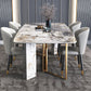 Glam Style 1/4/5/6/7 Pieces Dining Set Rectangle Sintered Stone Dining Table Set 5 Pieces: Table, 4 Chairs Clearhalo 'Dining Room Sets' 'Dining Tables & Seating' 'dining_room_set' 'furn' 'furn_dining_room_set' 'Furniture' 'furniture_dining_room_set' 'Kitchen & Dining Furniture' 'kitchen&dining_furn' 'kitchen' 4640183