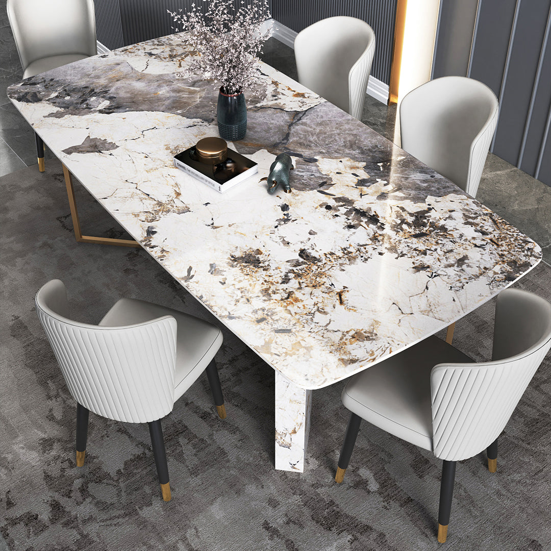 Glam Style 1/4/5/6/7 Pieces Dining Set Rectangle Sintered Stone Dining Table Set Clearhalo 'Dining Room Sets' 'Dining Tables & Seating' 'dining_room_set' 'furn' 'furn_dining_room_set' 'Furniture' 'furniture_dining_room_set' 'Kitchen & Dining Furniture' 'kitchen&dining_furn' 'kitchen' 4640194